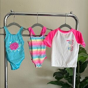 Turtle, Rainbow Stripe, Heart Sunglasses Kids Swim Wear One Piece Swimsuit Set